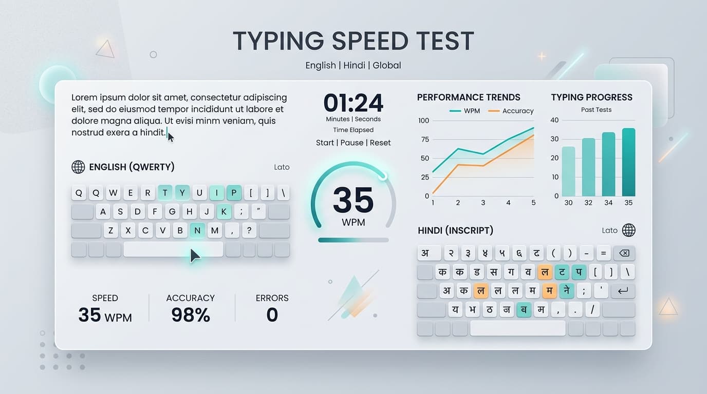 TypingBits Online Typing Speed Test Dashboard