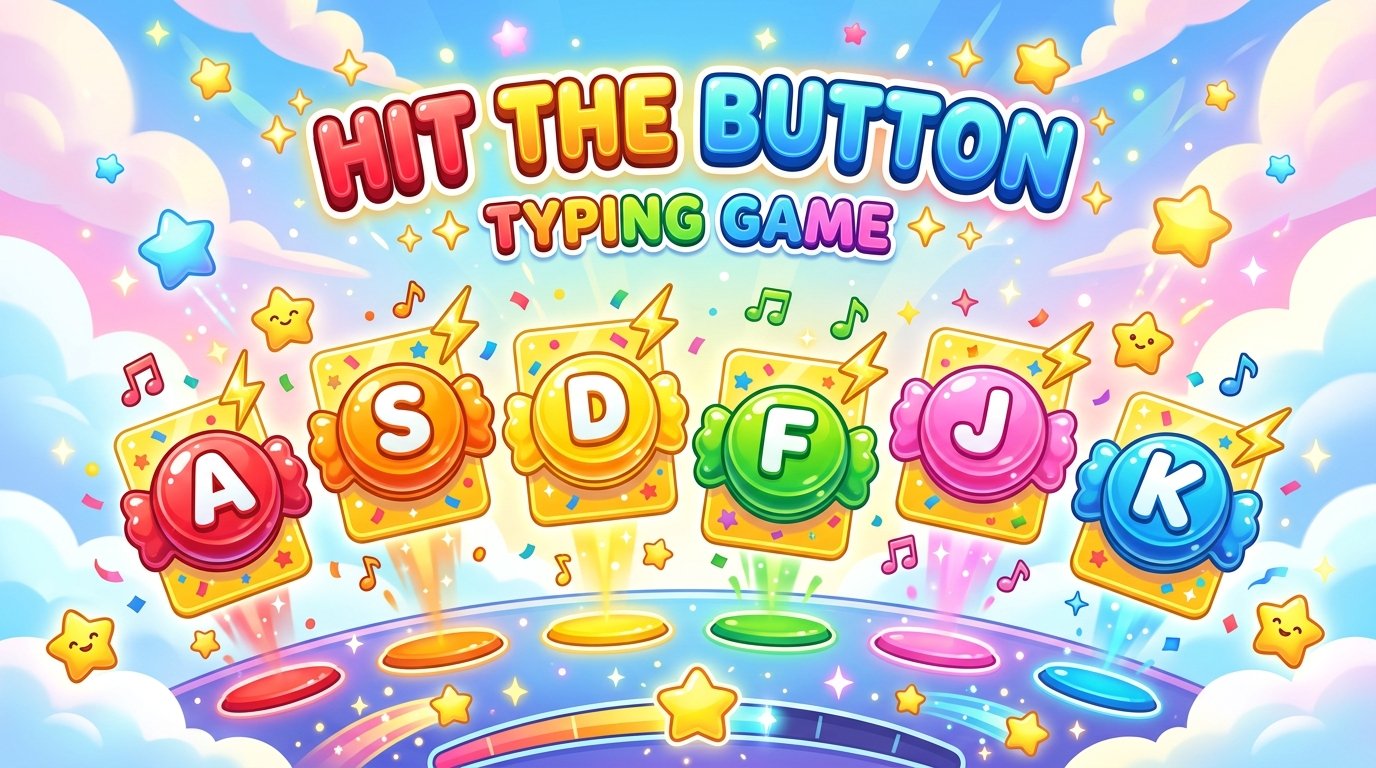 Hit the Button Kids Typing Reflex Game Banner