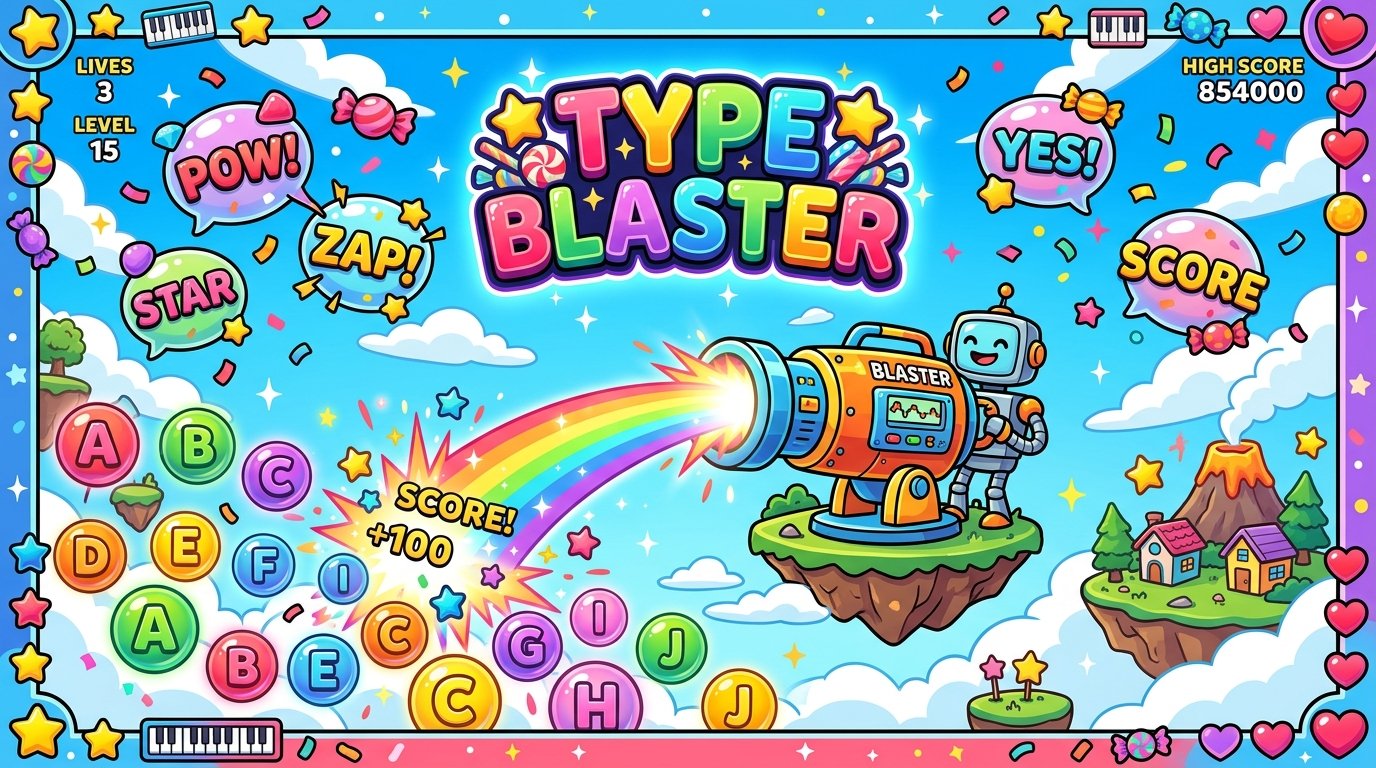Type Blaster Cartoon Typing Game Banner